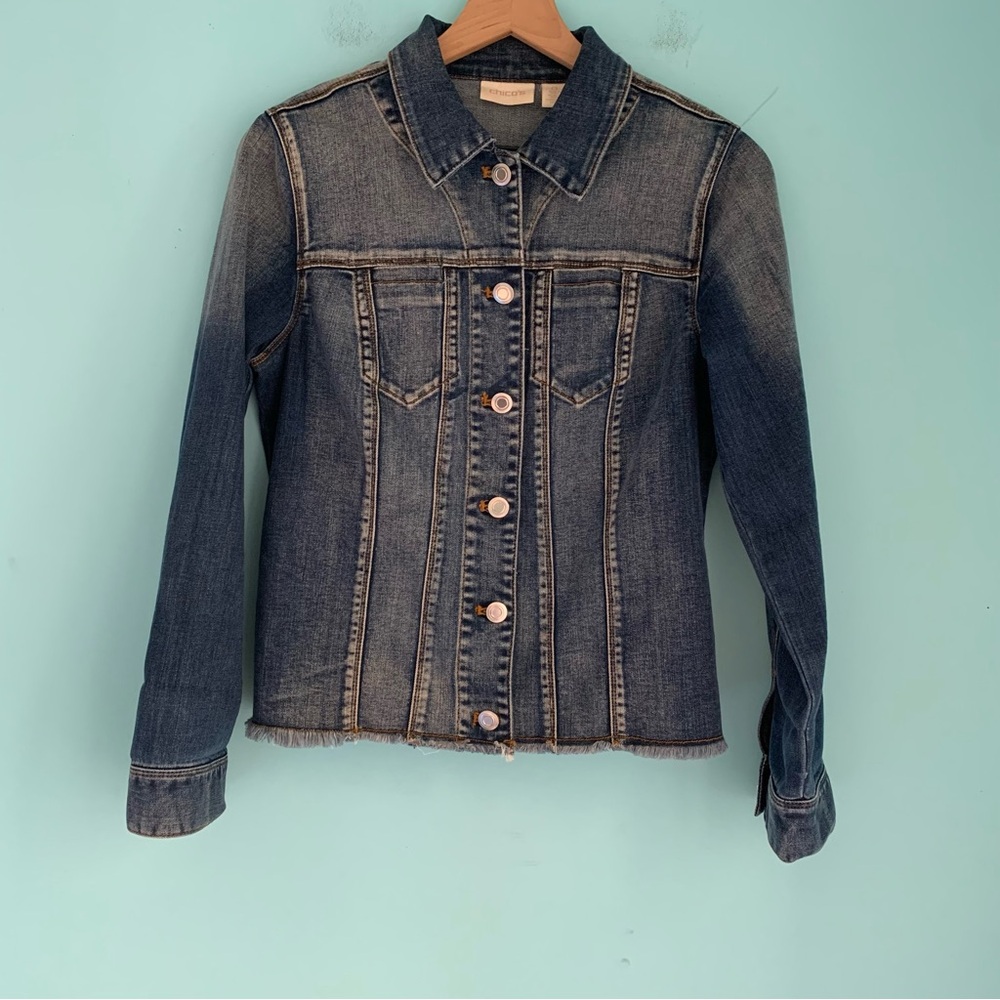 Chico’s Spring Basic Stretch Denim Long Sleeve Xs… - image 3